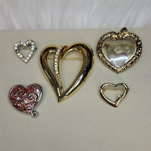 Gold and Silver Heart Brooch Set